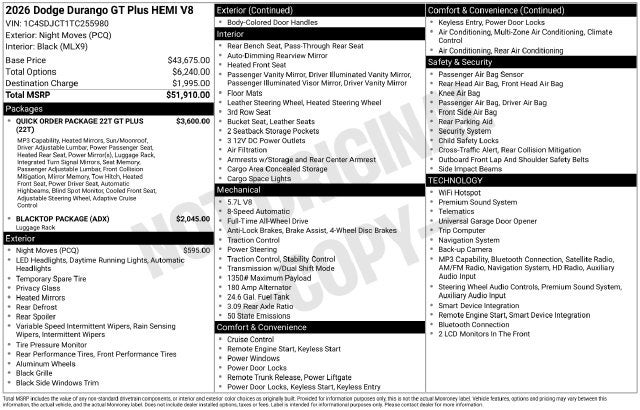 2026 Dodge Durango GT Plus HEMI V8