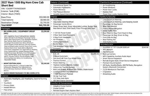 2027 RAM 1500 Big Horn/Lone Star