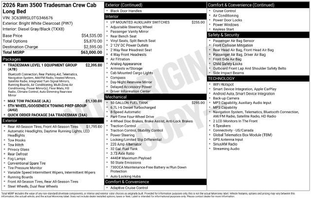 2026 RAM 3500 Tradesman